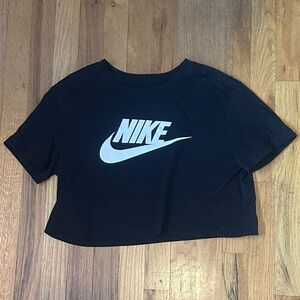 Nike Black Crop T-Shirt with White Logo